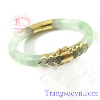 Vòng ngọc bọc 2 đốt vàng