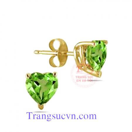 Trái tim peridot hoa tai vàng