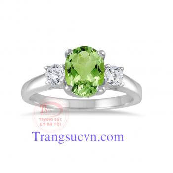 Nhẫn nữ vàng tây gắn đá Peridot thiên nhiên