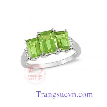 Peridot nhẫn nữ chữ nhật