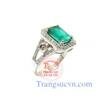 Nhẫn nữ vàng trắng Emerald