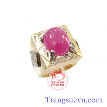Nhẫn được chế tác trên chất liệu vàng tây gắn đá ruby thiên nhiên   Sản phẩm có giấy kiểm định đá quý và giấy kiểm định vàng lèm theo sản phẩm.