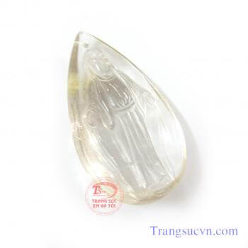 Đức Mẹ Ban Ơn Đá thạch anh tóc thiên nhiên Có giấy kểm định đá quý kèm theo sản phẩm.