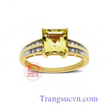 Nhẫn nữ vàng tây gắn đá Natural Citrine