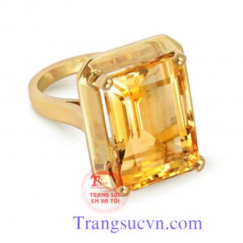 Nhẫn nữ citrine vàng có giấy kiểm định đá quý và giấy kiểm định vàng kèm theo sản phẩm