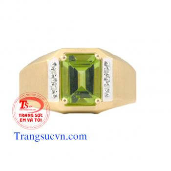 Nhẫn peridot chữ nhật