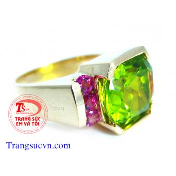 Nhẫn nam peridot và ruby