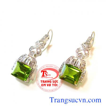 Hoa tai peridot chữ nhật