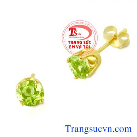 Hoa tai đá peridot có giấy kiểm định vàng và giấy kiểm định đá quý kèm theo hoa tai vàng tây gắn đá peridot thiên nhiên 100%.