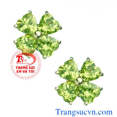 Hoa tai đá peridot có giấy kiểm định vàng và giấy kiểm định đá quý kèm theo hoa tai vàng tây gắn đá peridot thiên nhiên 100%.