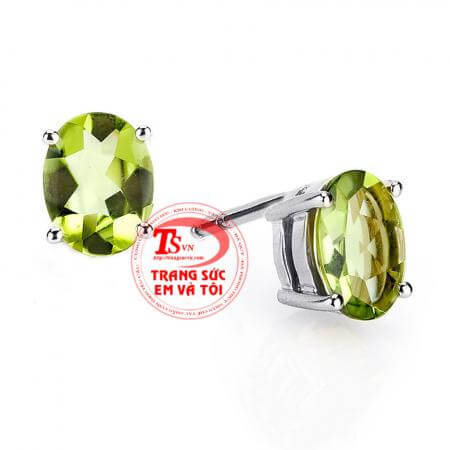 Hoa tai đá peridot có giấy kiểm định vàng và giấy kiểm định đá quý kèm theo hoa tai vàng tây gắn đá peridot thiên nhiên 100%.