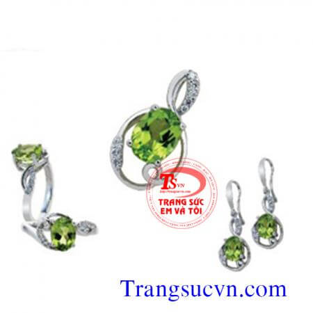 Bộ trang sức đá peridot đẹp