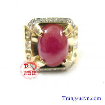Nhẫn nam vàng gắn ruby thiên nhiên