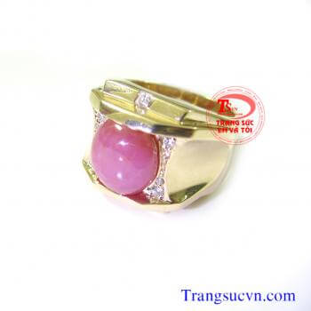 Nhẫn nam ruby sao vàng tây