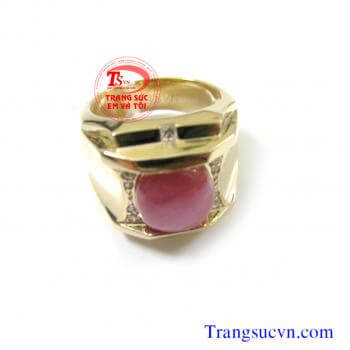 Nhẫn nam ruby sao vàng tây
