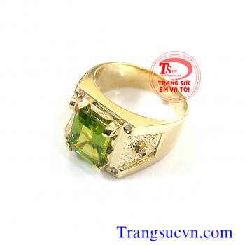 Nhẫn nam peridot thiên nhiên vàng 14k