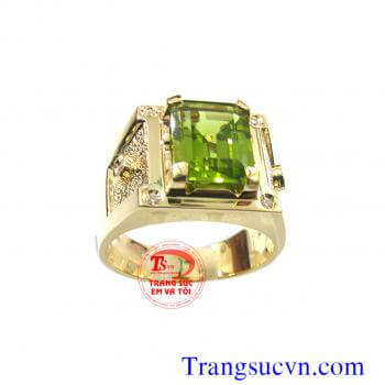Nhẫn nam peridot thiên nhiên vàng 14k
