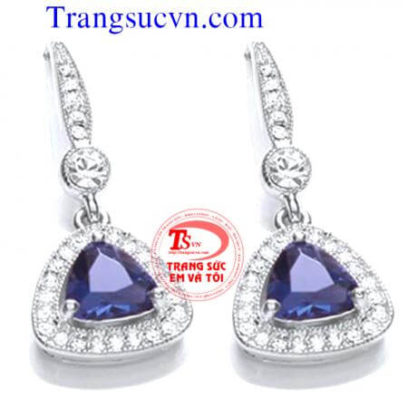 Bộ nữ trang đá quý saphire thiên nhiên vàng tây 18k