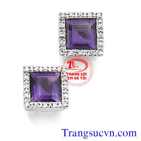 Thạch anh tím bộ trang sức vuông