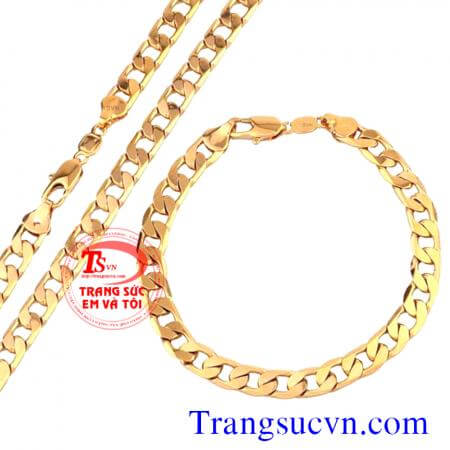Bộ Dây chuyền vàng và lắc tay vàng