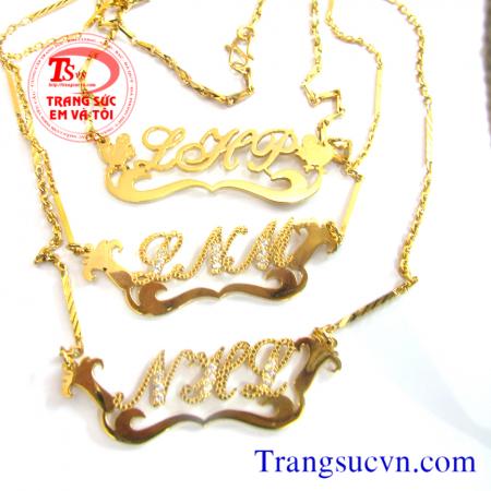 Đặt mặt dây chuyền chữ vàng tây, đặt mặt dây chữ vàng trắng, đặt mặt chữ vàng 10k, 12K,14k,18k theo yêu cầu