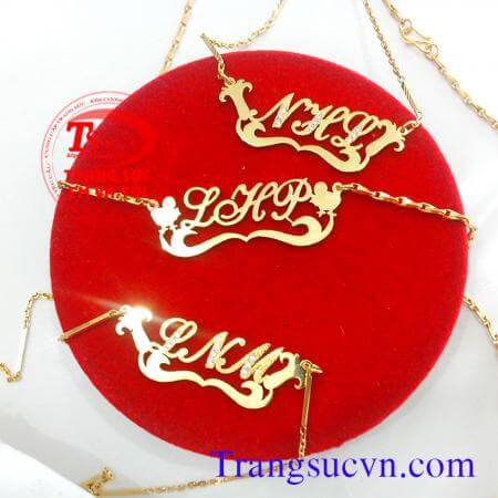 Đặt mặt dây chuyền chữ vàng tây, đặt mặt dây chữ vàng trắng, đặt mặt chữ vàng 10k, 12K,14k,18k theo yêu cầu