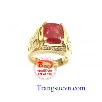 Nhẫn nam ruby thiên nhiên vàng tây 14k