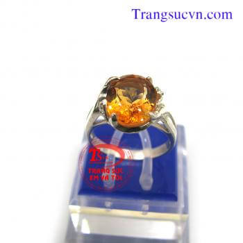 Nhẫn bạc thạch anh vàng