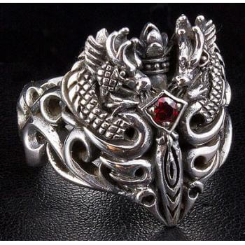 nhẫn nam song rồng chầu ruby