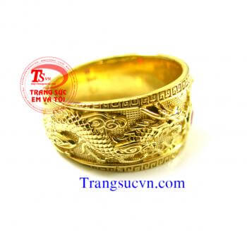 Nhẫn nam rồng phượng ruby thiên nhiên được thiết kế 3D sang trọng, kiểu dáng thời trang