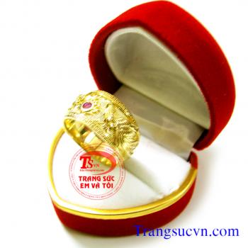 Nhẫn nam rồng phượng ruby thiên nhiên
