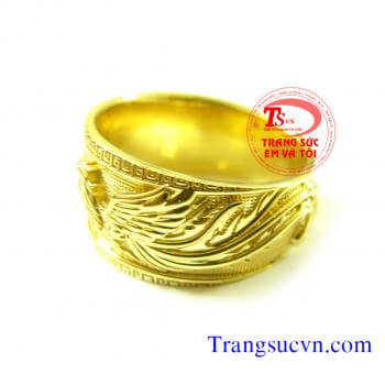 Nhẫn nam rồng phượng ruby thiên nhiên vàng 18k, bảo hành 12 tháng, giao hàng nhanh trên toàn quốc