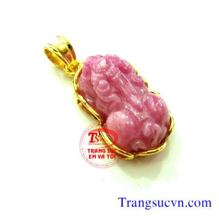 Mặt dây tỳ hưu ruby,mat day ty huu ruby,thiên nhiên,thien nhien,vàng tây Có giấy kiểm định đá quý và giấy kiểm định vàng kèm theo mặt dây tỳ hưu