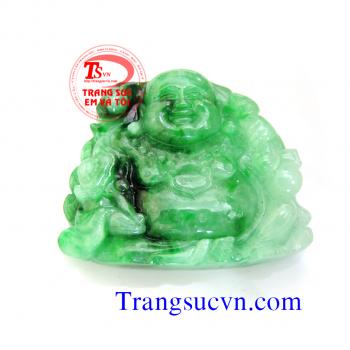 Phật Di lặc cẩm thạch thiên nhiên  Trọng lượng: 44,78 g  Kích thước: 44,50 x 50,05 / 11,00 mm  Đặc điểm khoáng vật: Công thức : NaAl(Si2O6) ( Ngọc Phỉ Thúy)  - Tên khoáng vật: Jadeite (ngọc cẩm thạch) - Độ cứng Mohs: 6,5 ~7/10 - Chiết suất: 1.666~1.680 - 