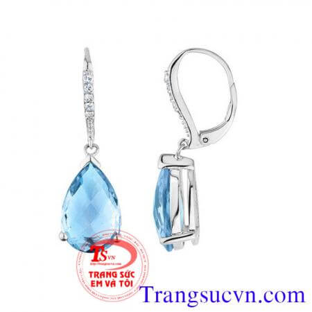Topaz đá quý màu xanh vàng trắng Hoa tai topaz vàng trắng Hoa tai đá topaz , Hoa tai vàng trắng Và gắn đá topaz thiên nhiên với màu xanh đầy ý nghĩa:  Hoa tai vàng trắng Topaz nhưng hiện nay trên thị trường đa số topaz có màu xanh do xử lý bằng phóng xạ p
