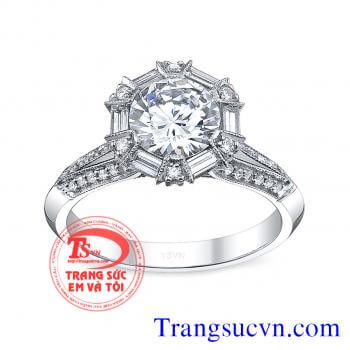 Nhẫn kim cương nữ hoàng,nhan kim cuong nu hoang, kim cuong thien nhien,vo nhan kim,vang 18k,ý