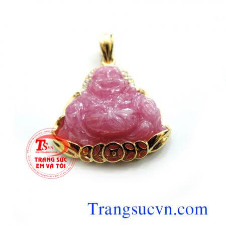 Mặt dây bọc vàng phật di lặc ruby