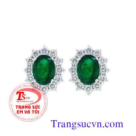 Hoa tai Emerald thiên nhiên vàng tây