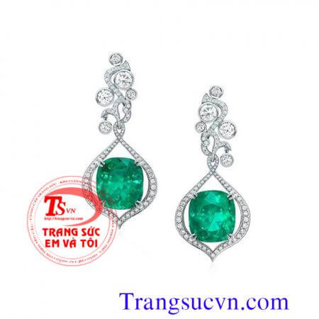 Đôi hoa tai Emeral kim cương,Hoa emerald vuông vàng tây,hoa emerald,doi emerald,hoa vang,emerald thien nhien,hoa ngoc luc bao,ngoc bao