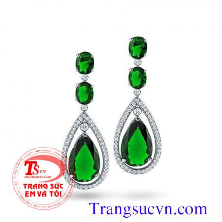 Hoa tai Emerald kim cương "Bán hoa tai emerald,doi hoa tai emerald,hoa tai vang,emerald thien nhien,hoa tai ngoc luc bao,có giấy kiểm định đá quý và vàng thiết kế trên máy 3D