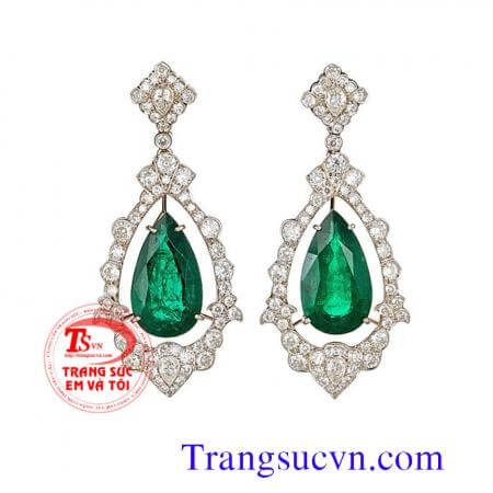 Đôi hoa tai Emeral kim cương,Hoa emerald vuông vàng tây,hoa emerald,doi emerald,hoa vang,emerald thien nhien,hoa ngoc luc bao,ngoc bao