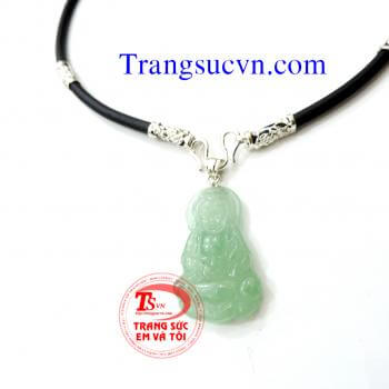 Mặt phật bà ngọc móc bạc dây cao su bọc rồng