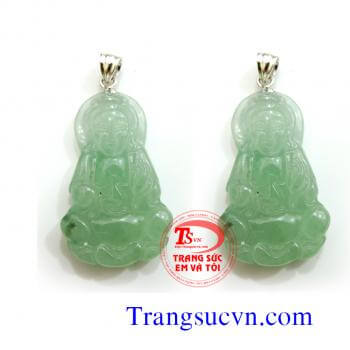 Mặt phật bà ngọc móc bạc dây cao su bọc rồng