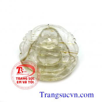 Phật thạch anh tóc tự nhiên   Tên đá quý: Thạch anh tóc thiên nhiên ( Có giấy kiểm định đá quý kèm theo sản phẩm)  Trọng lượng (Weight): 182,25 Carat  Kích thước đá (Size stone): 45,00 x45,50/14,50 mm  - Chiều dài (length): 45,00 mm