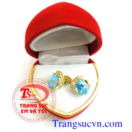 Bông tai đá topaz,bán Bông tai đá topaz hoa tai đẹp và gắn đá quý tự nhiên