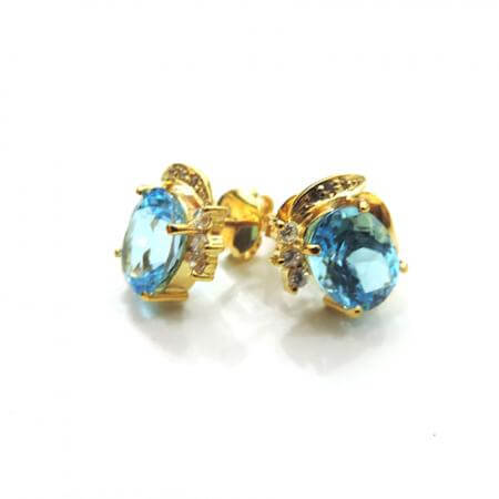 Bông tai đá topaz,bán Bông tai đá topaz hoa tai đẹp và gắn đá quý tự nhiên