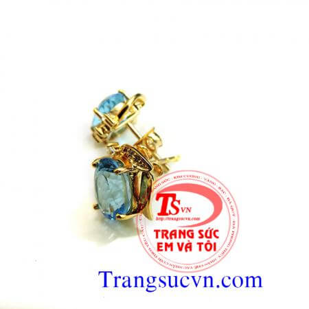 Bông tai đá topaz,bán Bông tai đá topaz hoa tai đẹp và gắn đá quý tự nhiên