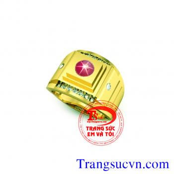 Nhẫn nam vàng tây ruby sao thiên nhiên có giấy kiểm định đá quý và vàng kèm theo đảm bảo chất lượng sản phẩm