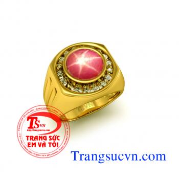 Nhẫn nam ruby sao vàng tây