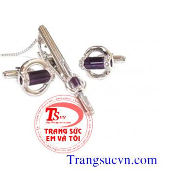 Kẹp Caravat vàng tây đá thiên thạch 